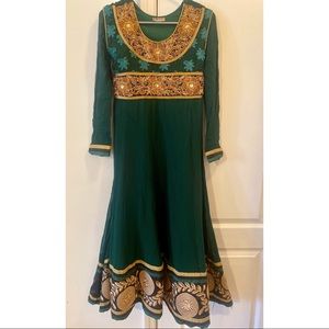 GREEN INDIAN ANARKALI DRESS